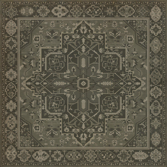 Persian Bazaar - Camelot - The Black Knight 48x48 Vintage Vinyl Floorcloth
