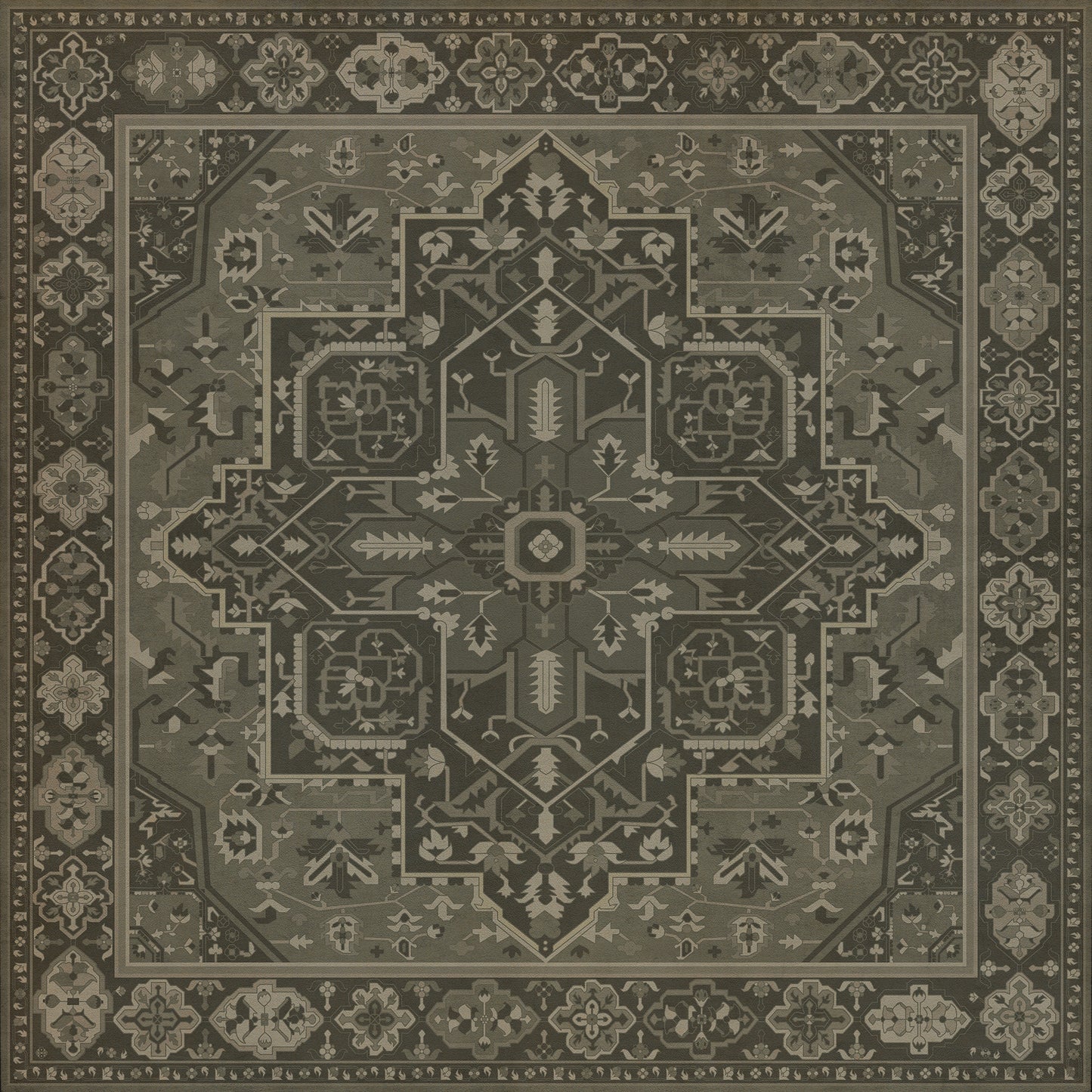 Persian Bazaar - Camelot - The Black Knight 60x60 Vintage Vinyl Floorcloth