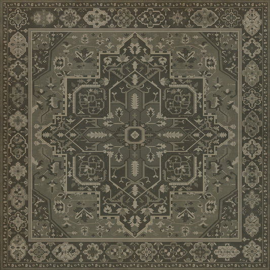 Persian Bazaar - Camelot - The Black Knight 60x60 Vintage Vinyl Floorcloth