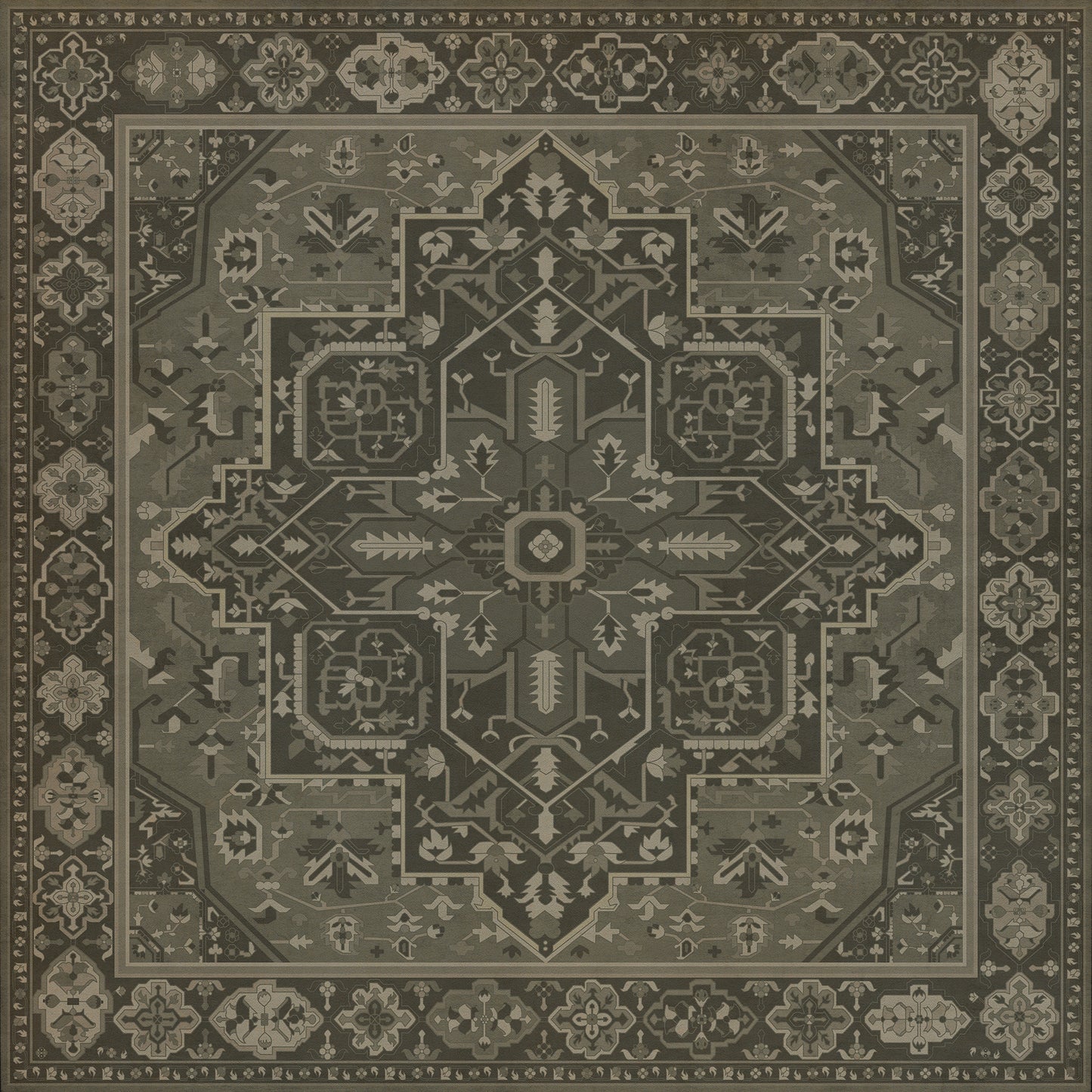 Persian Bazaar - Camelot - The Black Knight 72x72 Vintage Vinyl Floorcloth