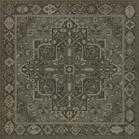 Persian Bazaar - Camelot - The Black Knight 72x72 Vintage Vinyl Floorcloth