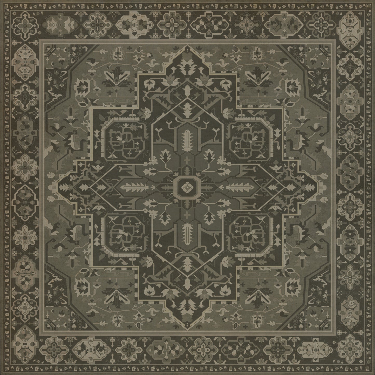Persian Bazaar - Camelot - The Black Knight 96x96 Vintage Vinyl Floorcloth