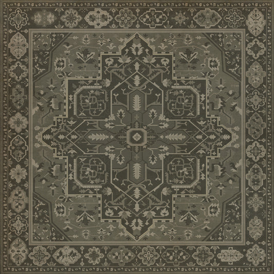 Persian Bazaar - Camelot - The Black Knight 96x96 Vintage Vinyl Floorcloth