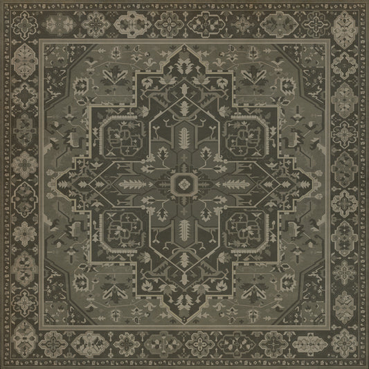Persian Bazaar - Camelot - The Black Knight 120x120 Vintage Vinyl Floorcloth