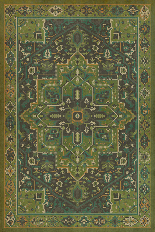 Persian Bazaar - Camelot - The Green Knight 20x30 Vintage Vinyl Floorcloth