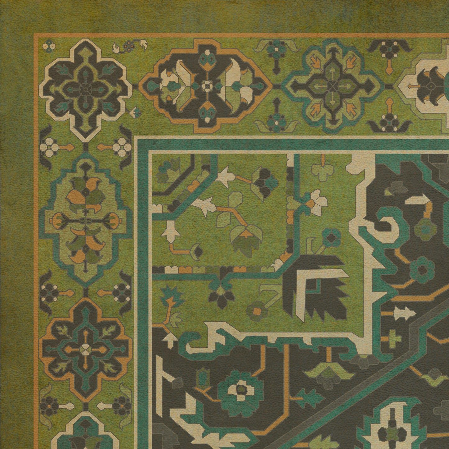 Persian Bazaar - Camelot - The Green Knight 38x56 Vintage Vinyl Floorcloth