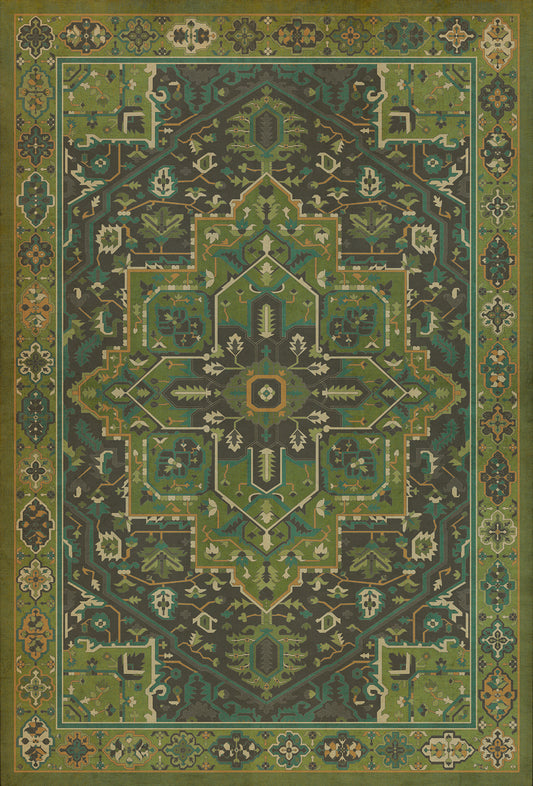 Persian Bazaar - Camelot - The Green Knight 38x56 Vintage Vinyl Floorcloth