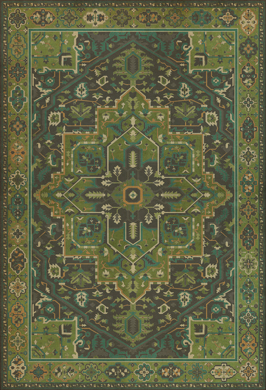Persian Bazaar - Camelot - The Green Knight 52x76 Vintage Vinyl Floorcloth