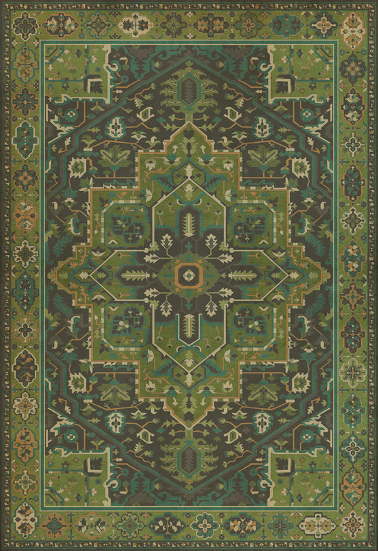 Persian Bazaar - Camelot - The Green Knight 70x102 Vintage Vinyl Floorcloth