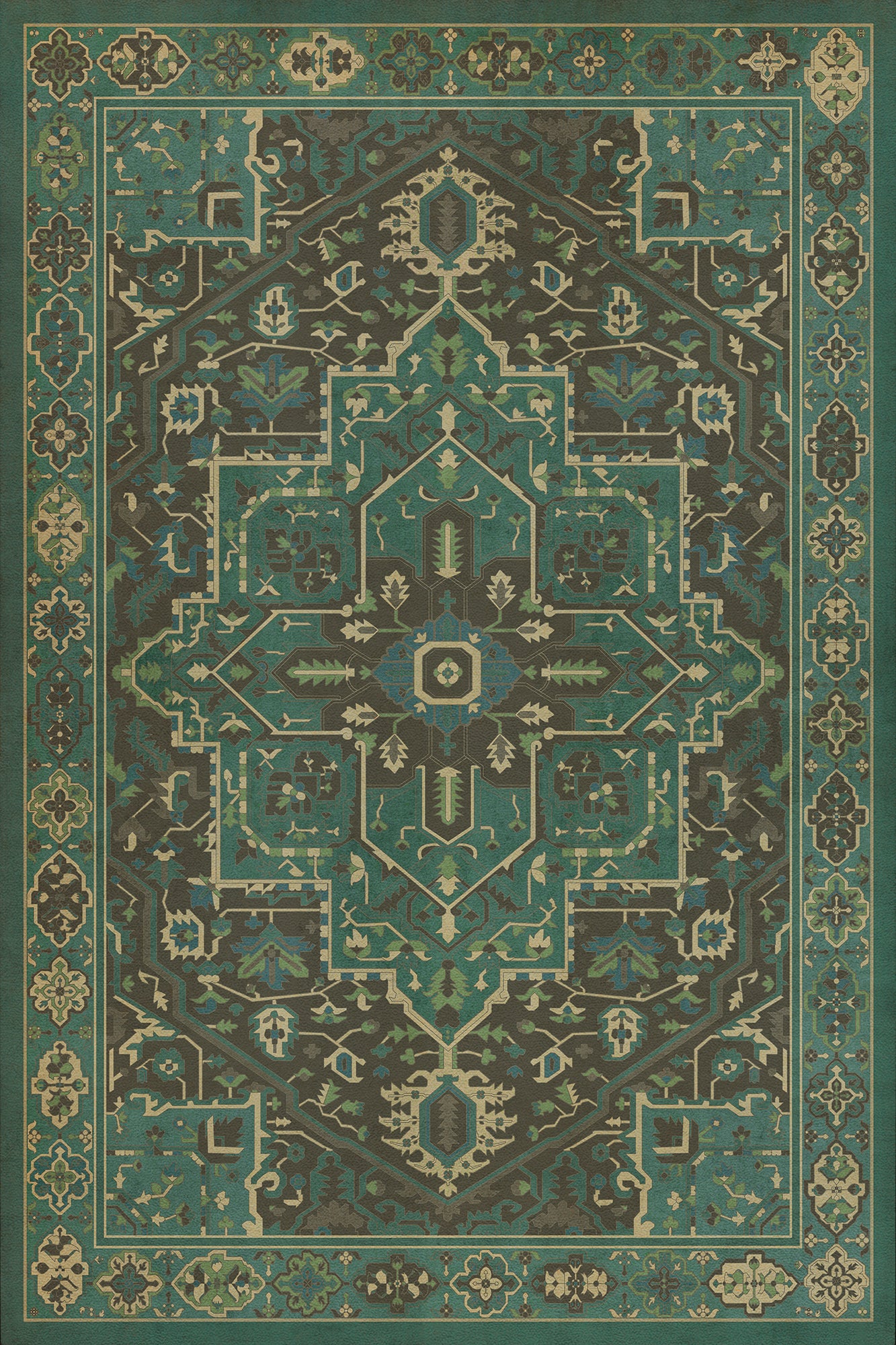 Persian Bazaar - Camelot - The Holy Grail 20x30 Vintage Vinyl Floorcloth