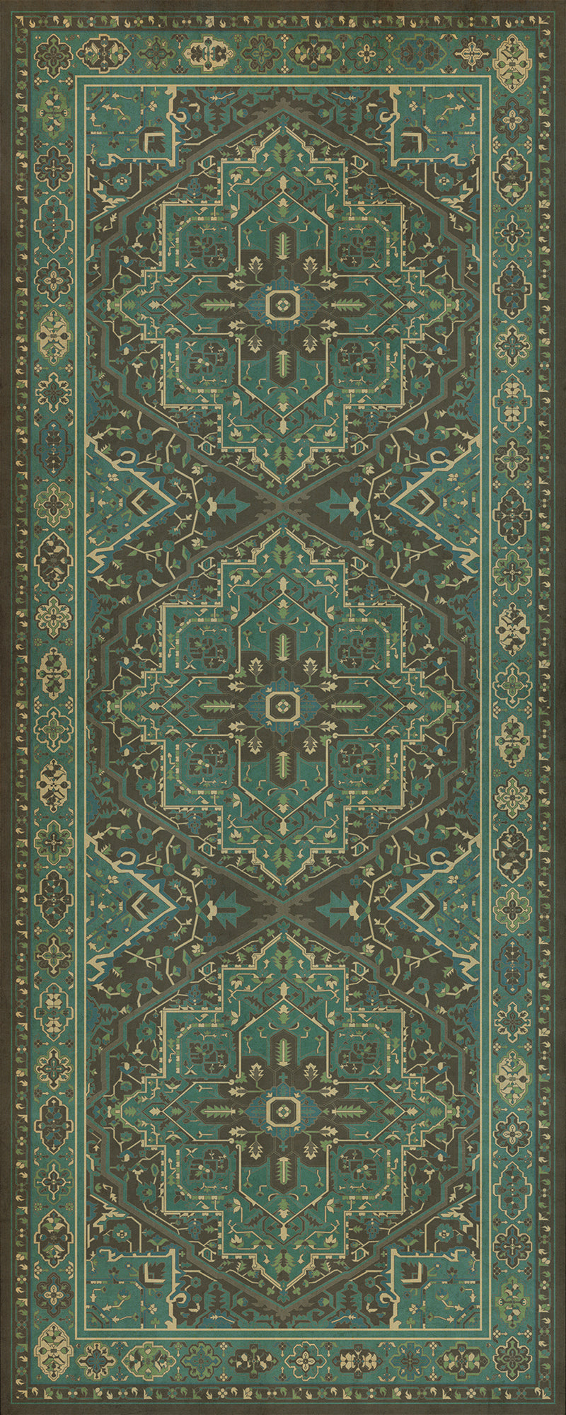 Persian Bazaar - Camelot - The Holy Grail 36x90 Vintage Vinyl Floorcloth