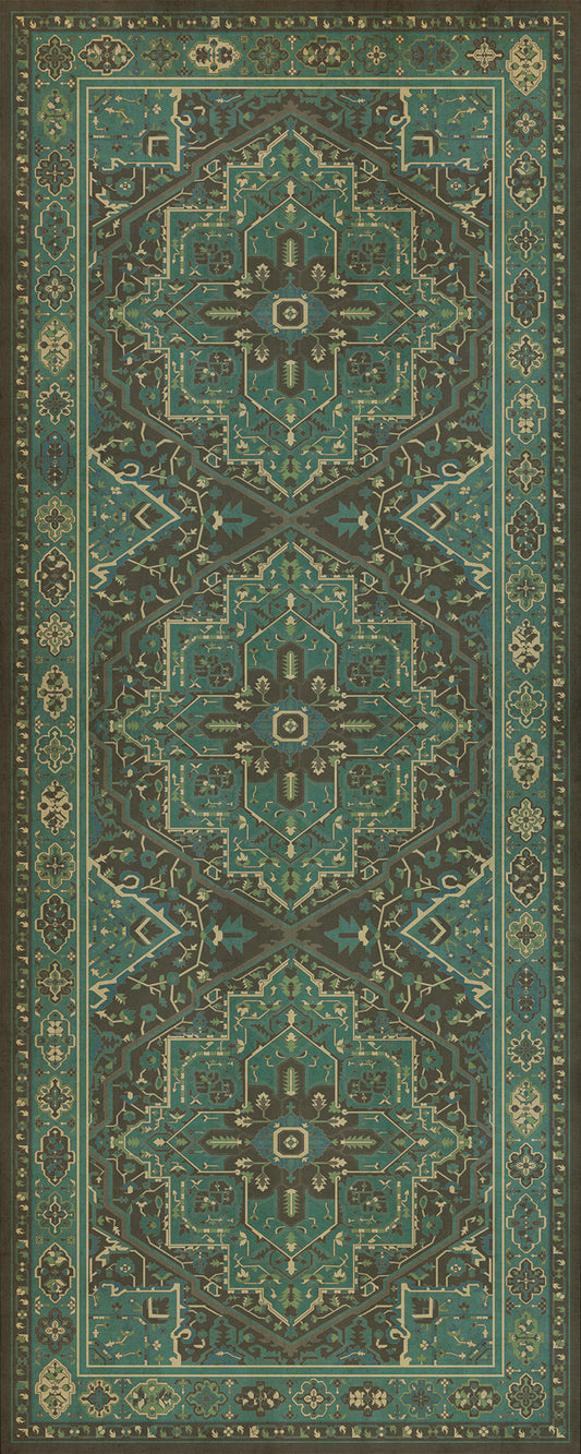 Persian Bazaar - Camelot - The Holy Grail 36x90 Vintage Vinyl Floorcloth