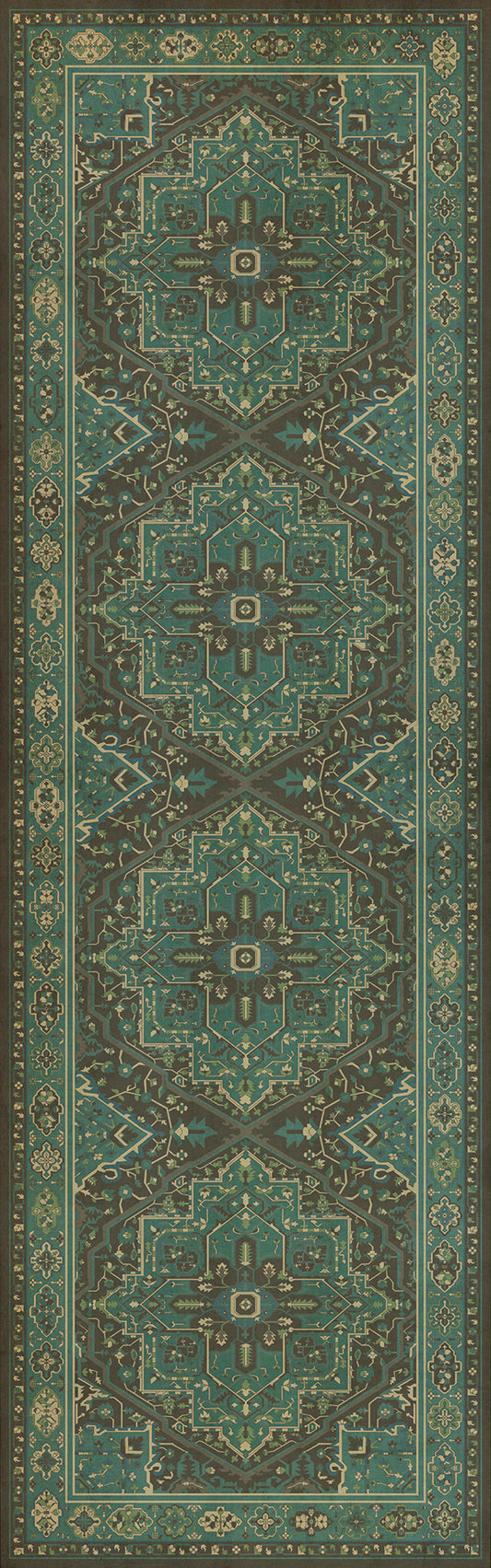 Persian Bazaar - Camelot - The Holy Grail 36x115 Vintage Vinyl Floorcloth