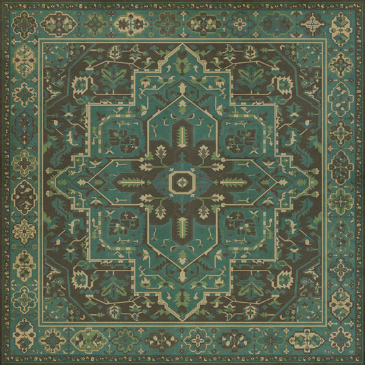 Persian Bazaar - Camelot - The Holy Grail 36x36 Vintage Vinyl Floorcloth