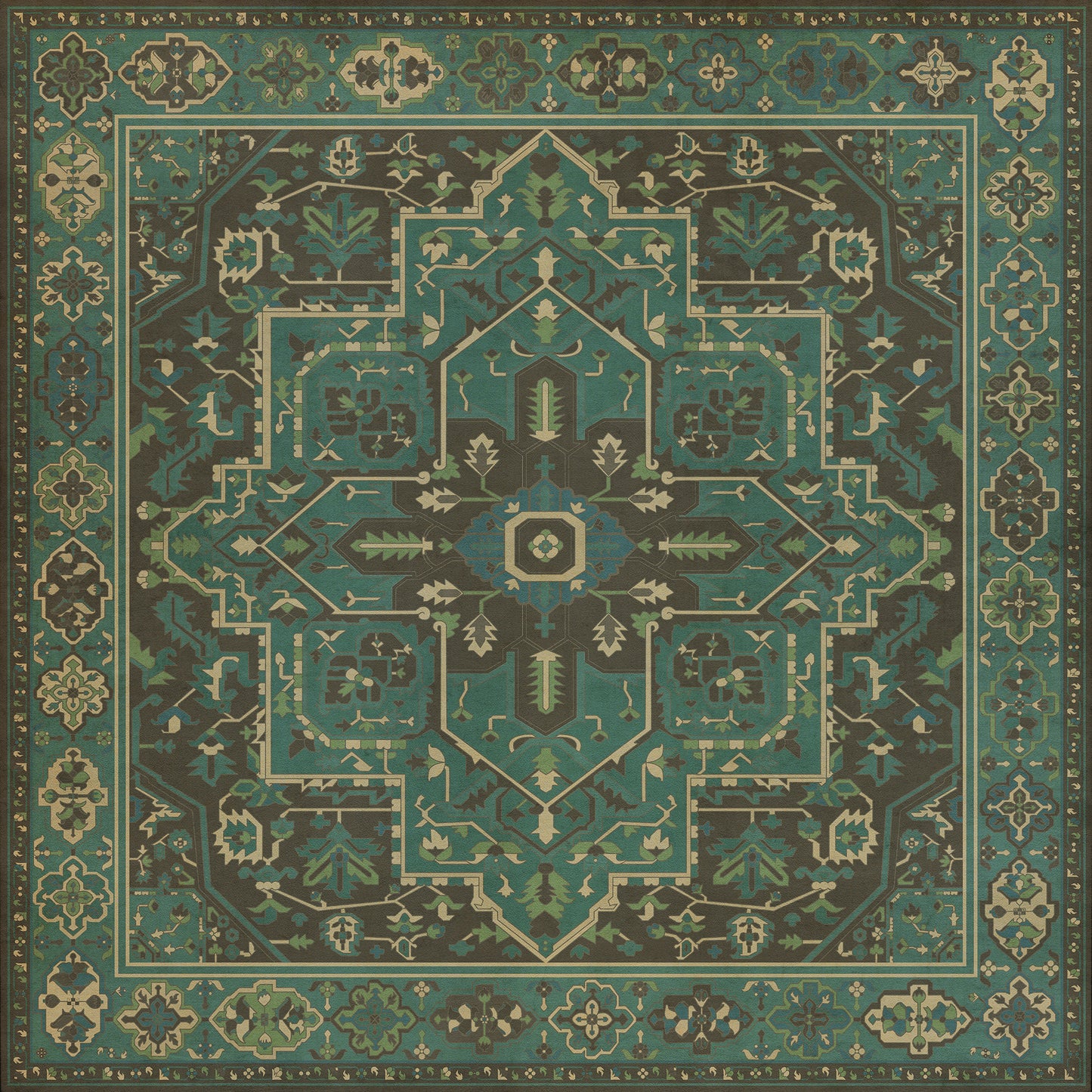 Persian Bazaar - Camelot - The Holy Grail 60x60 Vintage Vinyl Floorcloth