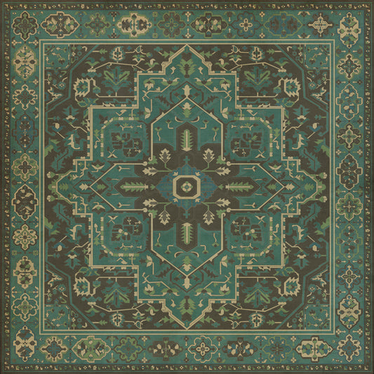 Persian Bazaar - Camelot - The Holy Grail 60x60 Vintage Vinyl Floorcloth