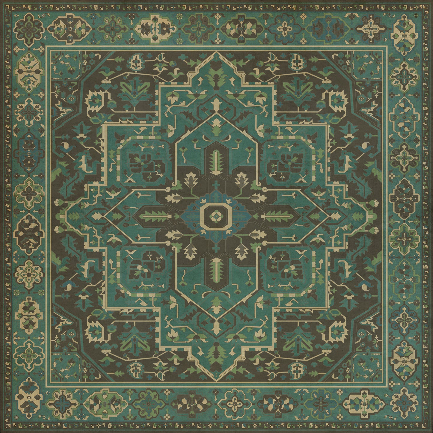 Persian Bazaar - Camelot - The Holy Grail 96x96 Vintage Vinyl Floorcloth