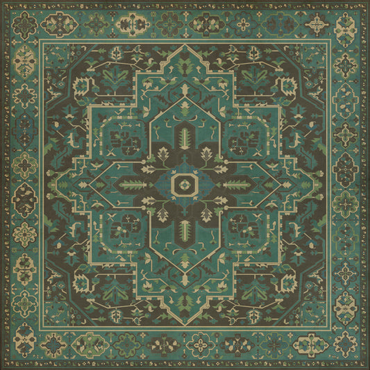 Persian Bazaar - Camelot - The Holy Grail 96x96 Vintage Vinyl Floorcloth