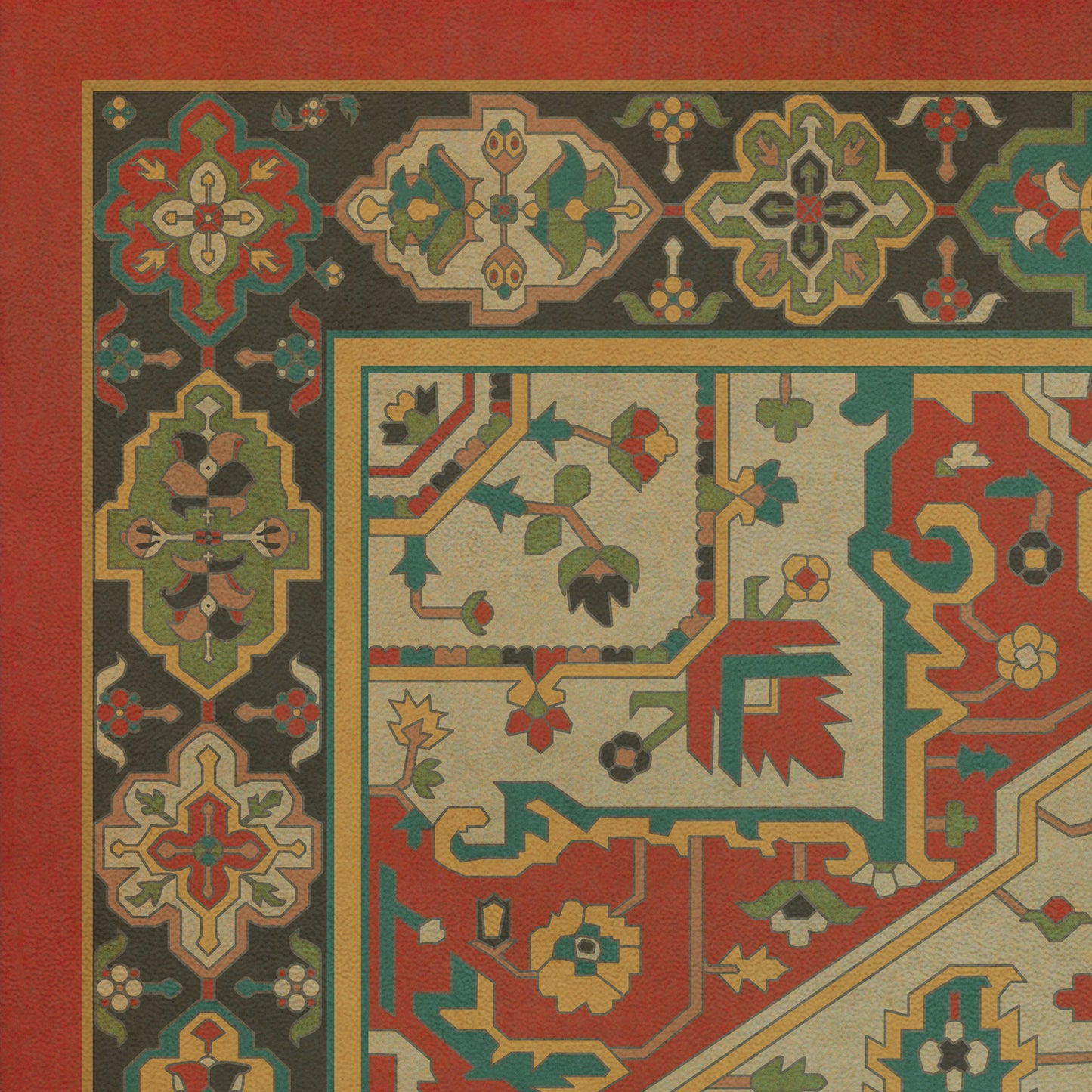 Persian Bazaar - Camelot - Uther Pendragon 38x56 Vintage Vinyl Floorcloth