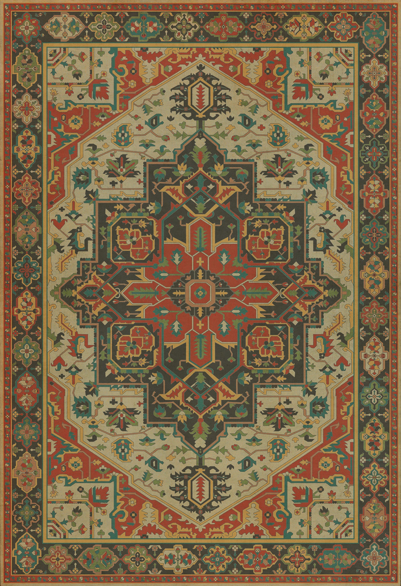 Persian Bazaar - Camelot - Uther Pendragon 96x140 Vintage Vinyl Floorcloth
