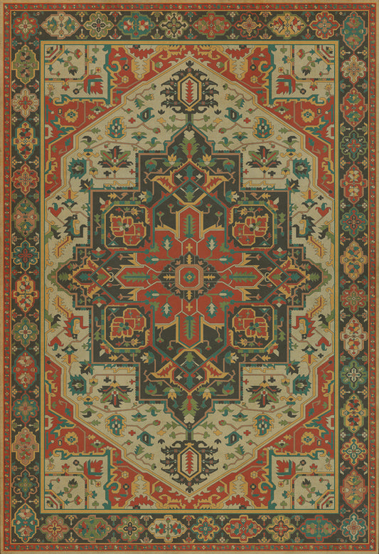 Persian Bazaar - Camelot - Uther Pendragon 96x140 Vintage Vinyl Floorcloth