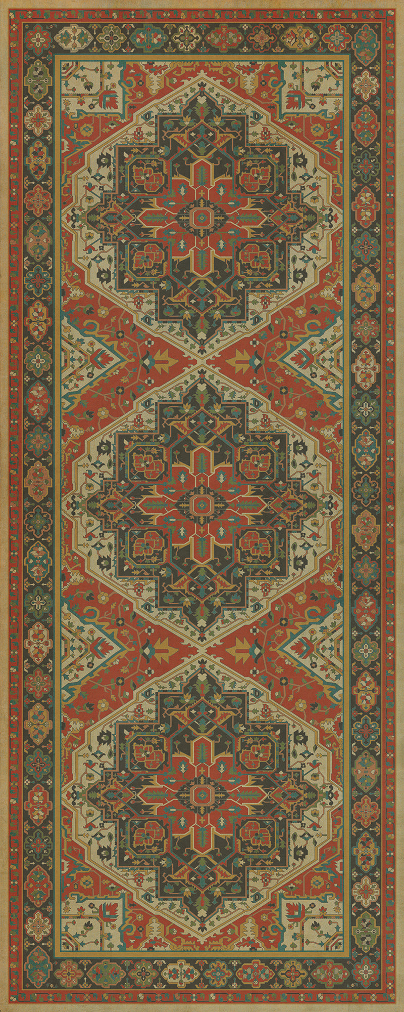 Persian Bazaar - Camelot - Uther Pendragon 36x90 Vintage Vinyl Floorcloth