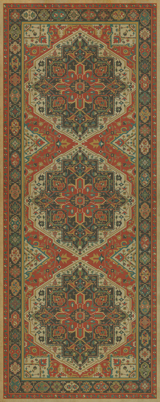 Persian Bazaar - Camelot - Uther Pendragon 36x90 Vintage Vinyl Floorcloth