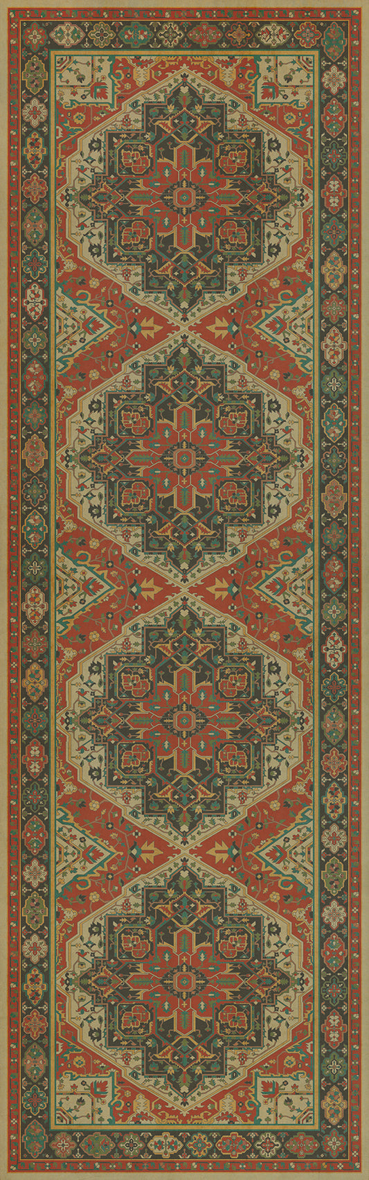 Persian Bazaar - Camelot - Uther Pendragon 36x115 Vintage Vinyl Floorcloth