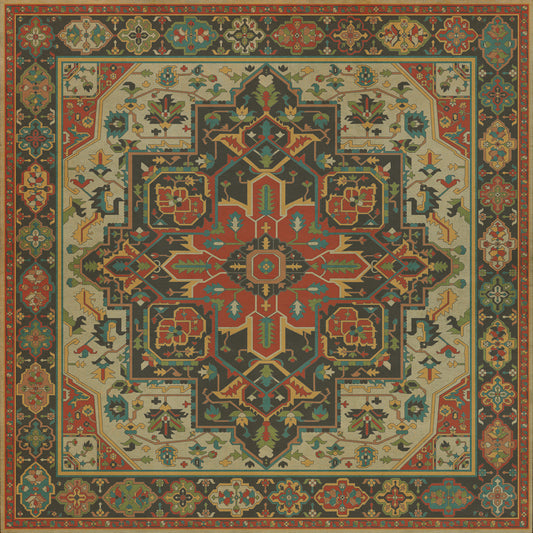 Persian Bazaar - Camelot - Uther Pendragon 48x48 Vintage Vinyl Floorcloth