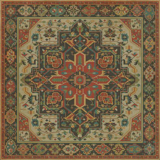 Persian Bazaar - Camelot - Uther Pendragon 60x60 Vintage Vinyl Floorcloth