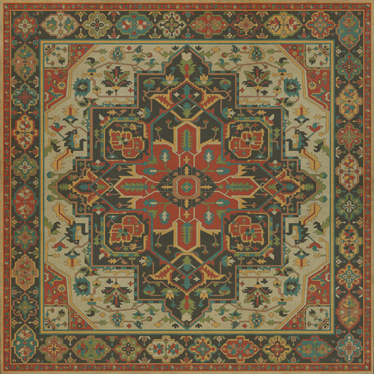 Persian Bazaar - Camelot - Uther Pendragon 96x96 Vintage Vinyl Floorcloth
