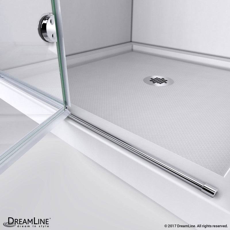DreamLine Aqua Fold 36 in. D x 36 in. W x 76 3/4 in. H Frameless Bi-Fold Shower Door in Chrome with White Base and Backwall Kit