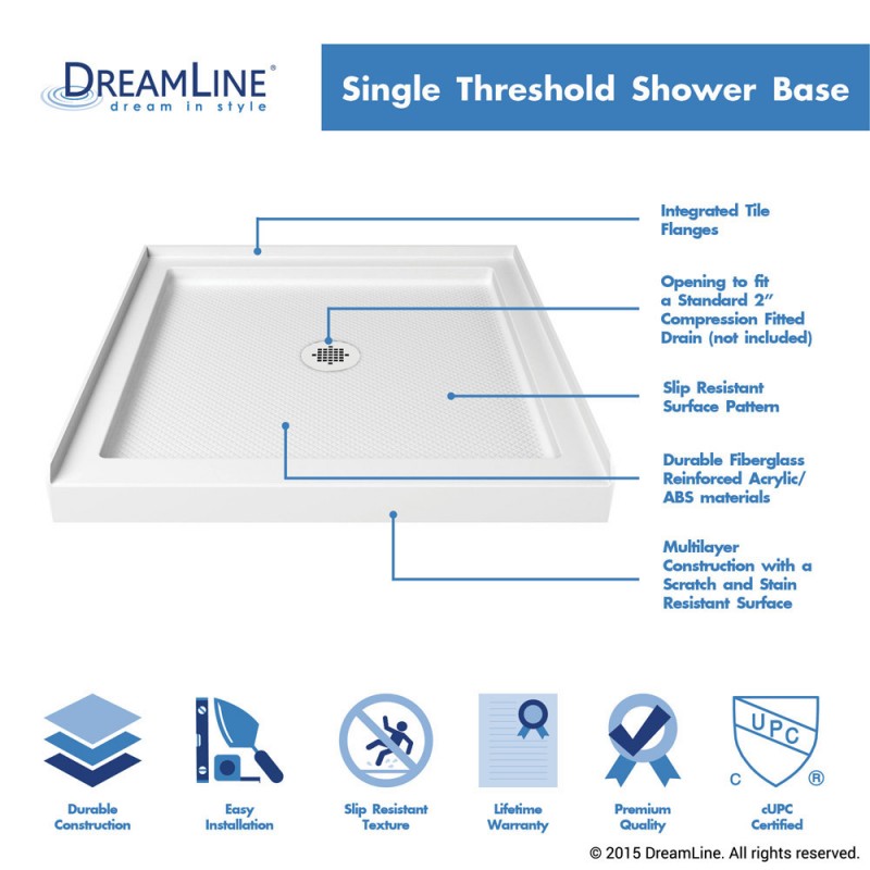 DreamLine Aqua Fold 36 in. D x 36 in. W x 76 3/4 in. H Frameless Bi-Fold Shower Door in Chrome with White Base and Backwall Kit