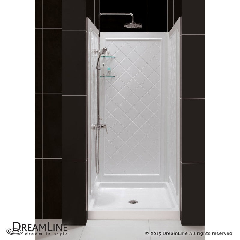 DreamLine Aqua Fold 36 in. D x 36 in. W x 76 3/4 in. H Frameless Bi-Fold Shower Door in Chrome with White Base and Backwall Kit