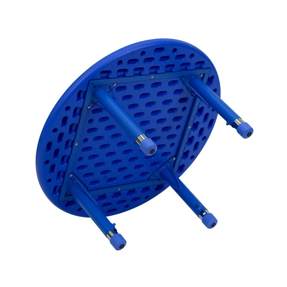 33'' Round Blue Plastic Height Adjustable Activity Table