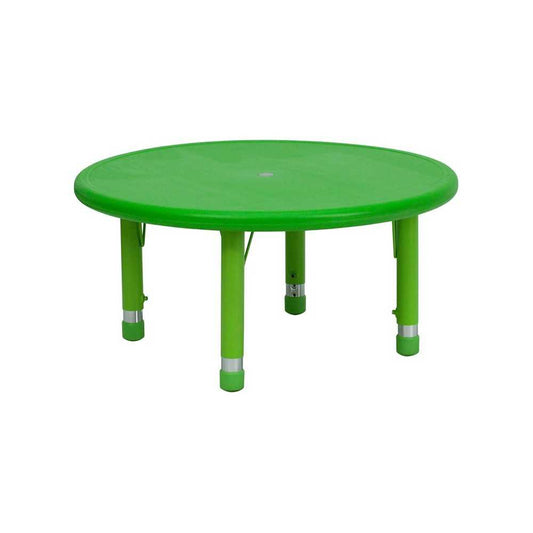 33'' Round Green Plastic Height Adjustable Activity Table