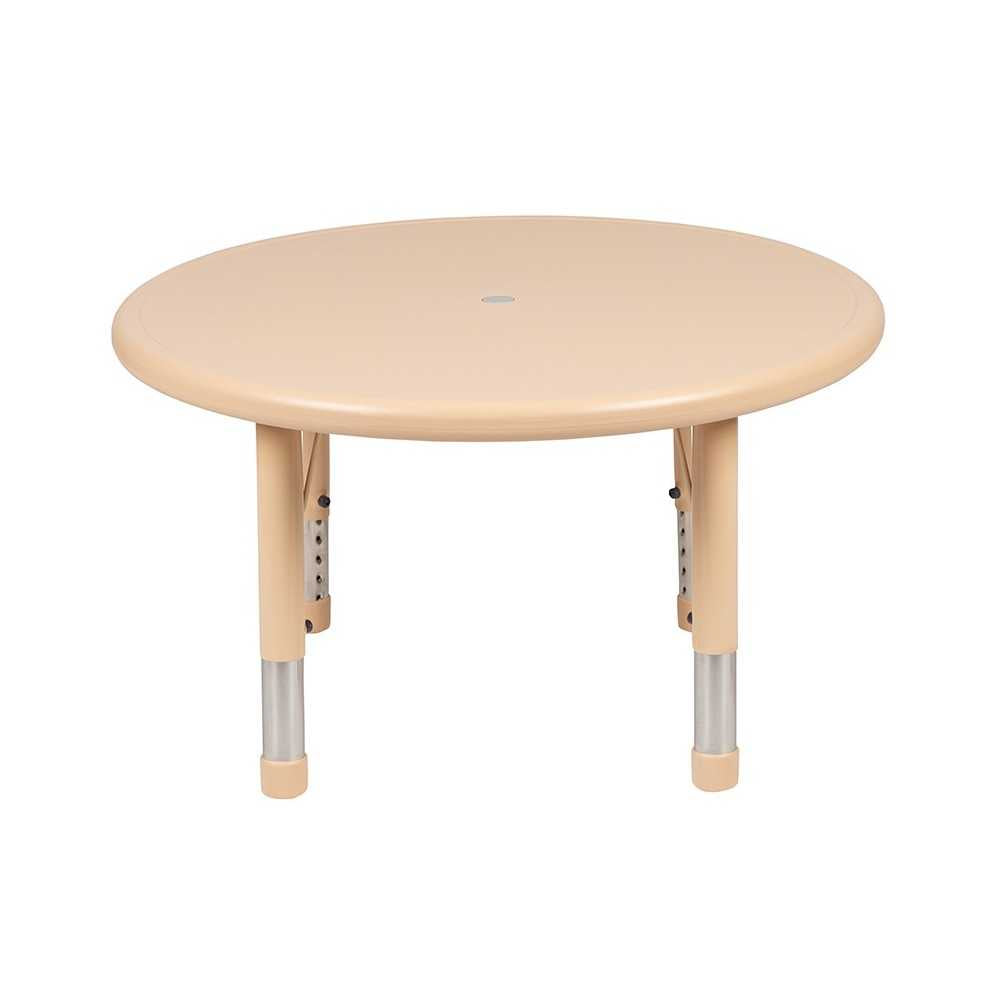 33" Round Natural Plastic Height Adjustable Activity Table