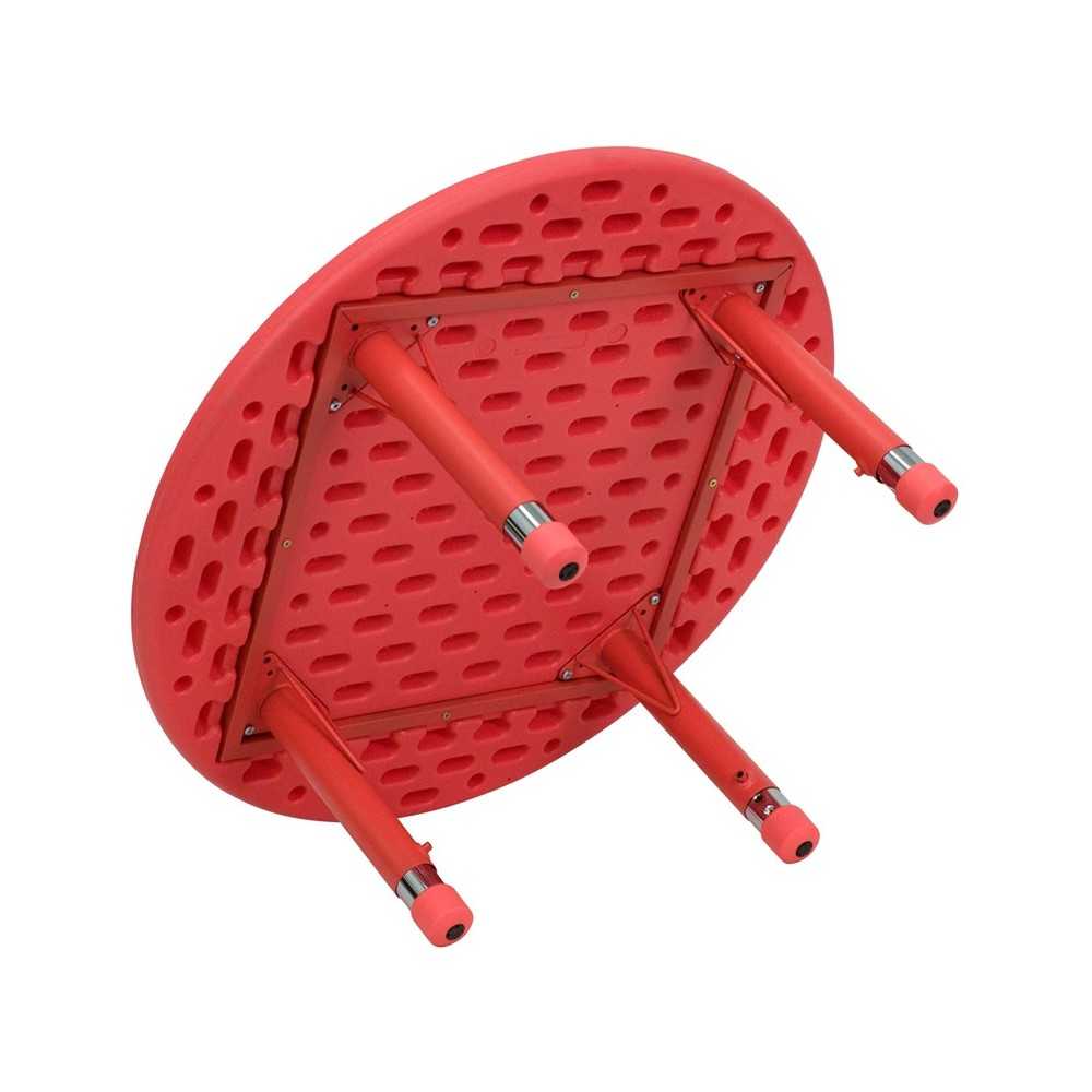 33'' Round Red Plastic Height Adjustable Activity Table