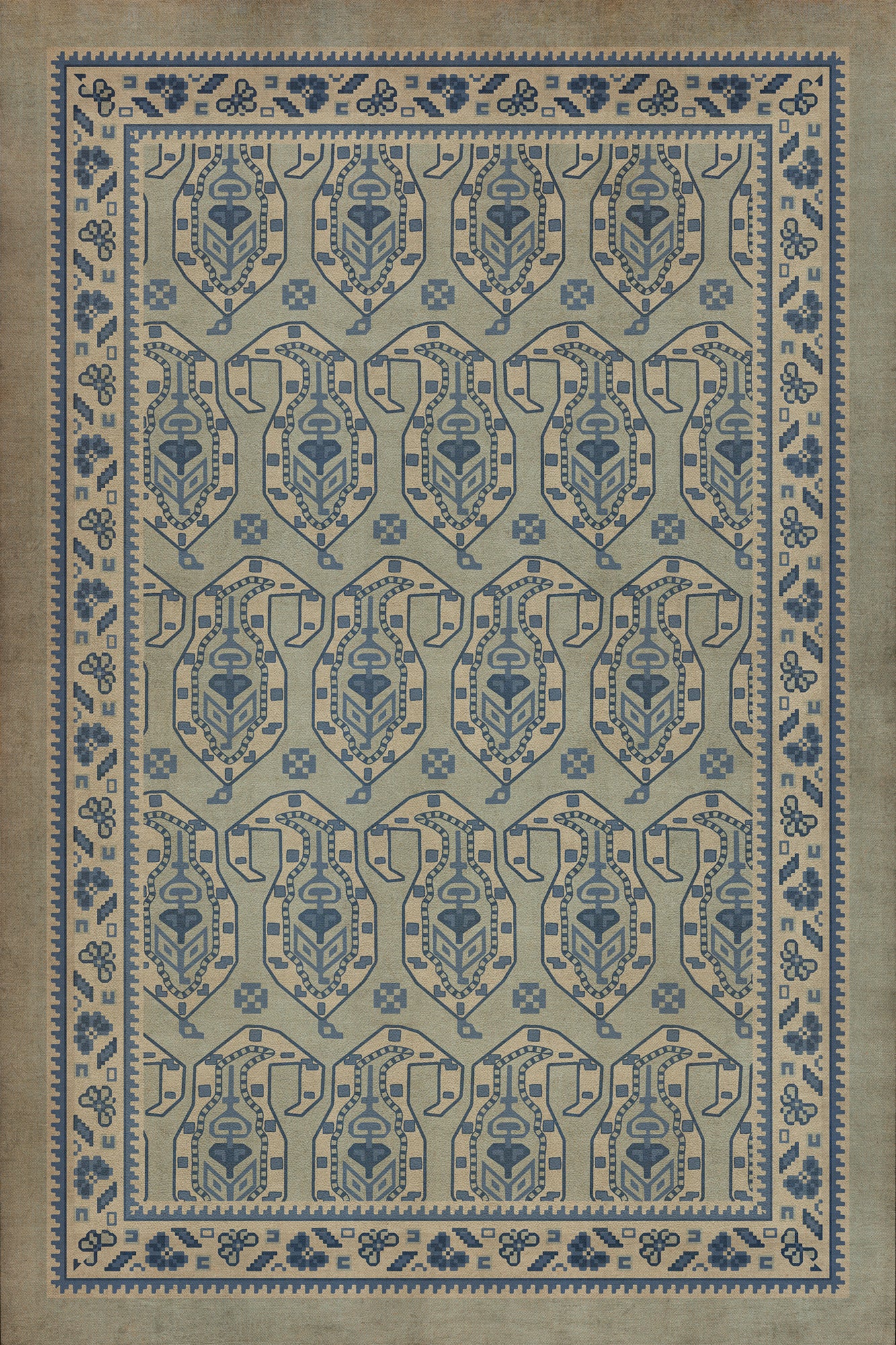 Persian Bazaar - Kintala - Albastru 20x30 Vintage Vinyl Floorcloth
