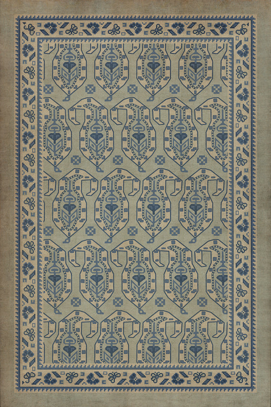 Persian Bazaar - Kintala - Albastru 20x30 Vintage Vinyl Floorcloth