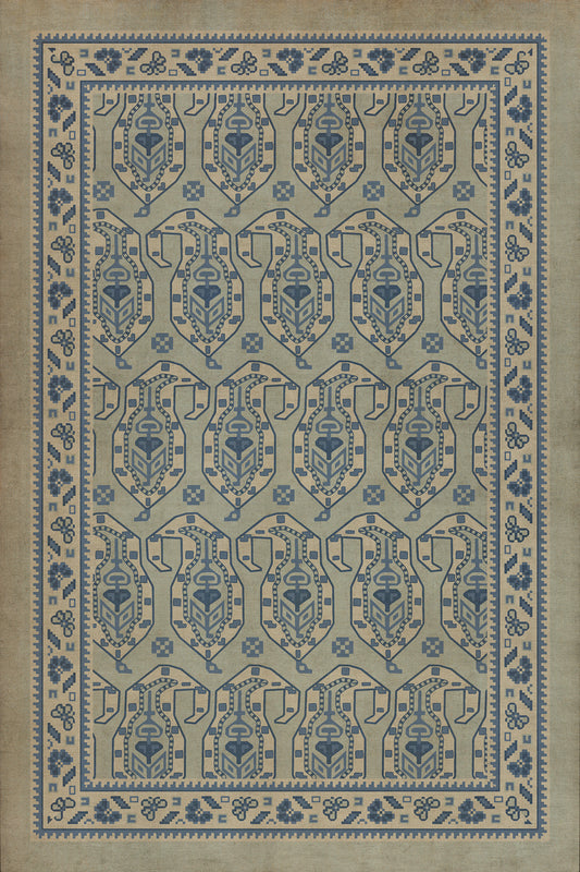 Persian Bazaar - Kintala - Albastru 24x36 Vintage Vinyl Floorcloth