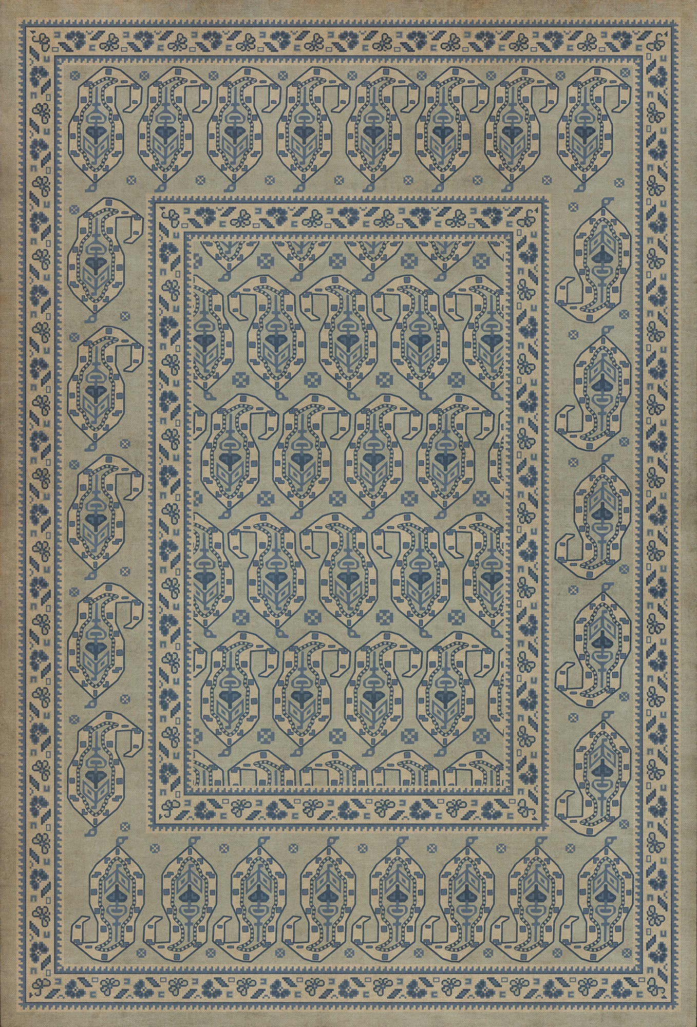 Persian Bazaar - Kintala - Albastru 38x56 Vintage Vinyl Floorcloth