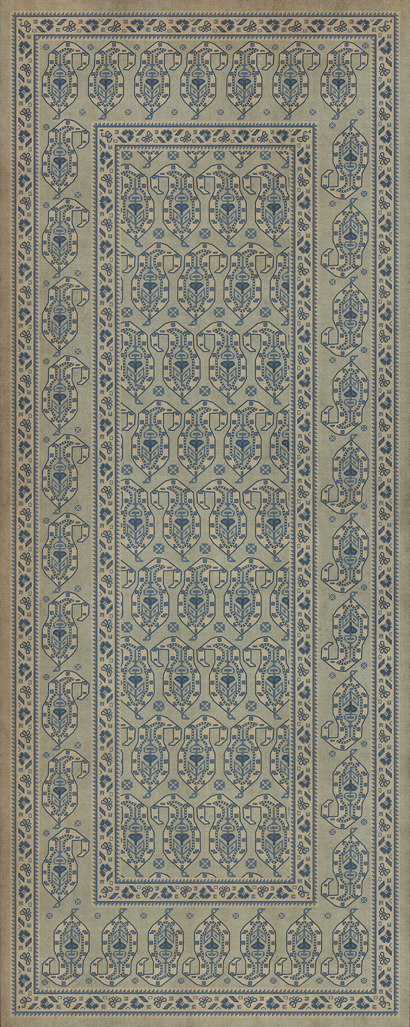 Persian Bazaar - Kintala - Albastru 36x90 Vintage Vinyl Floorcloth