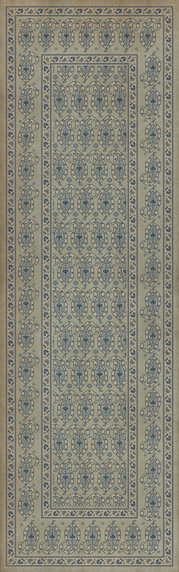 Persian Bazaar - Kintala - Albastru 36x115 Vintage Vinyl Floorcloth