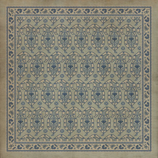 Persian Bazaar - Kintala - Albastru 36x36 Vintage Vinyl Floorcloth
