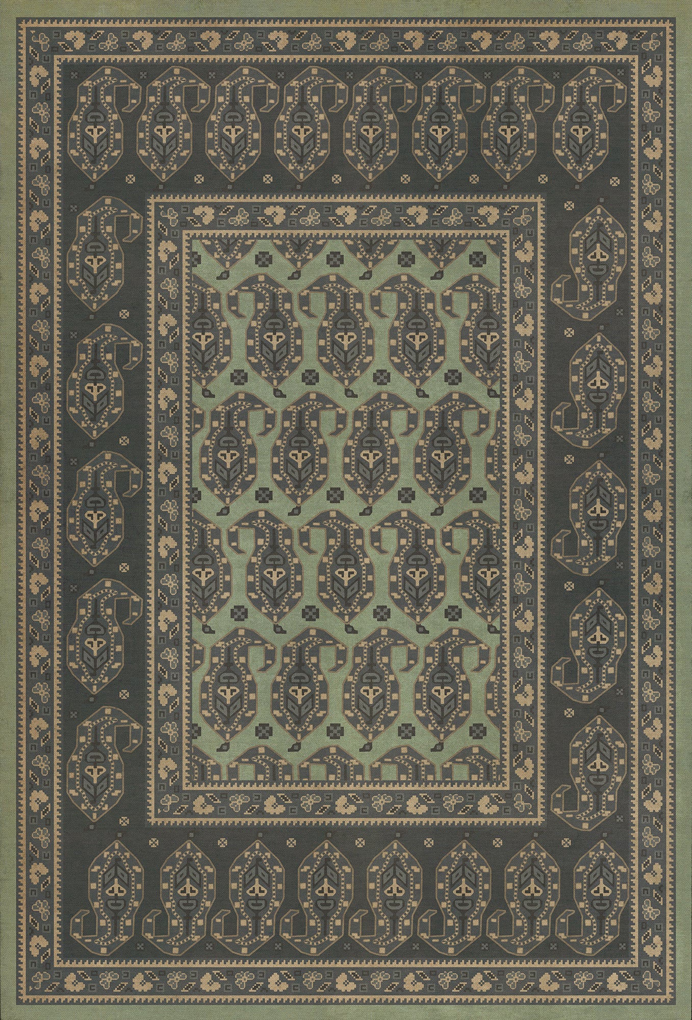 Persian Bazaar - Kintala - Dariav 38x56 Vintage Vinyl Floorcloth