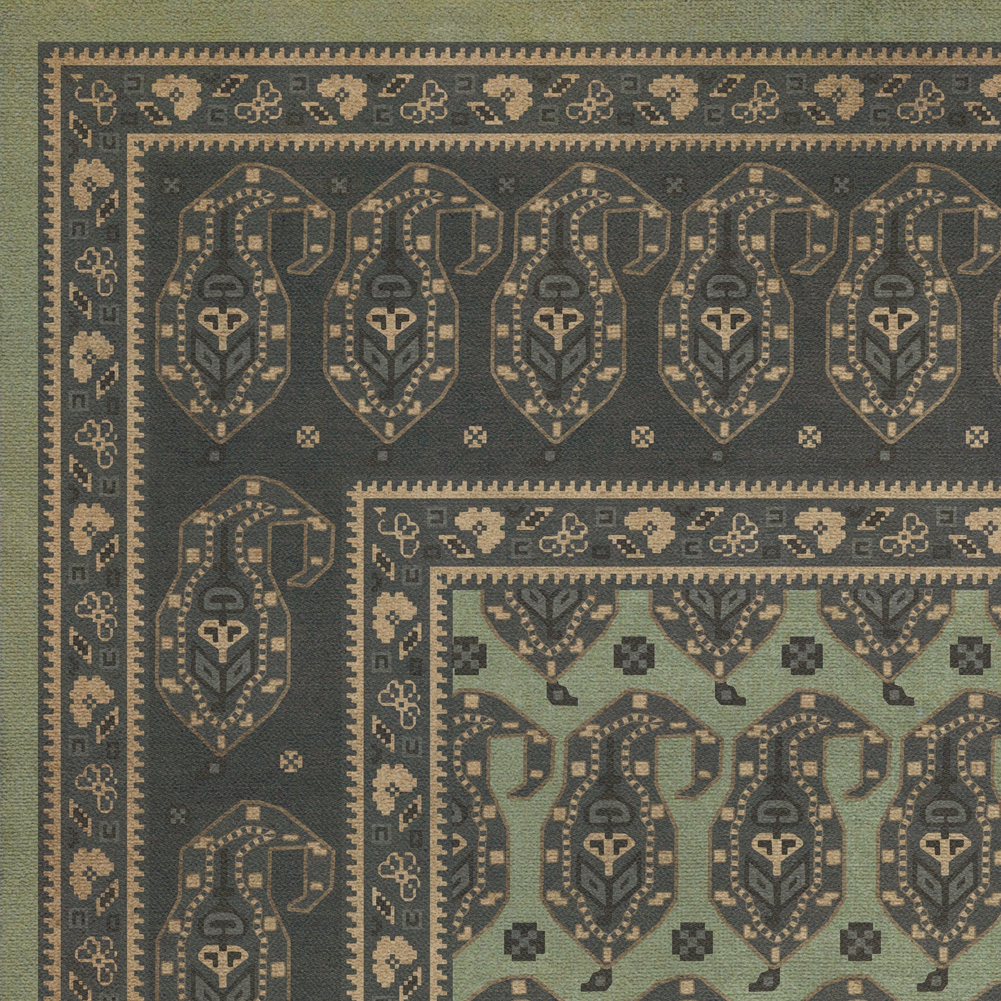 Persian Bazaar - Kintala - Dariav 72x108 Vintage Vinyl Floorcloth