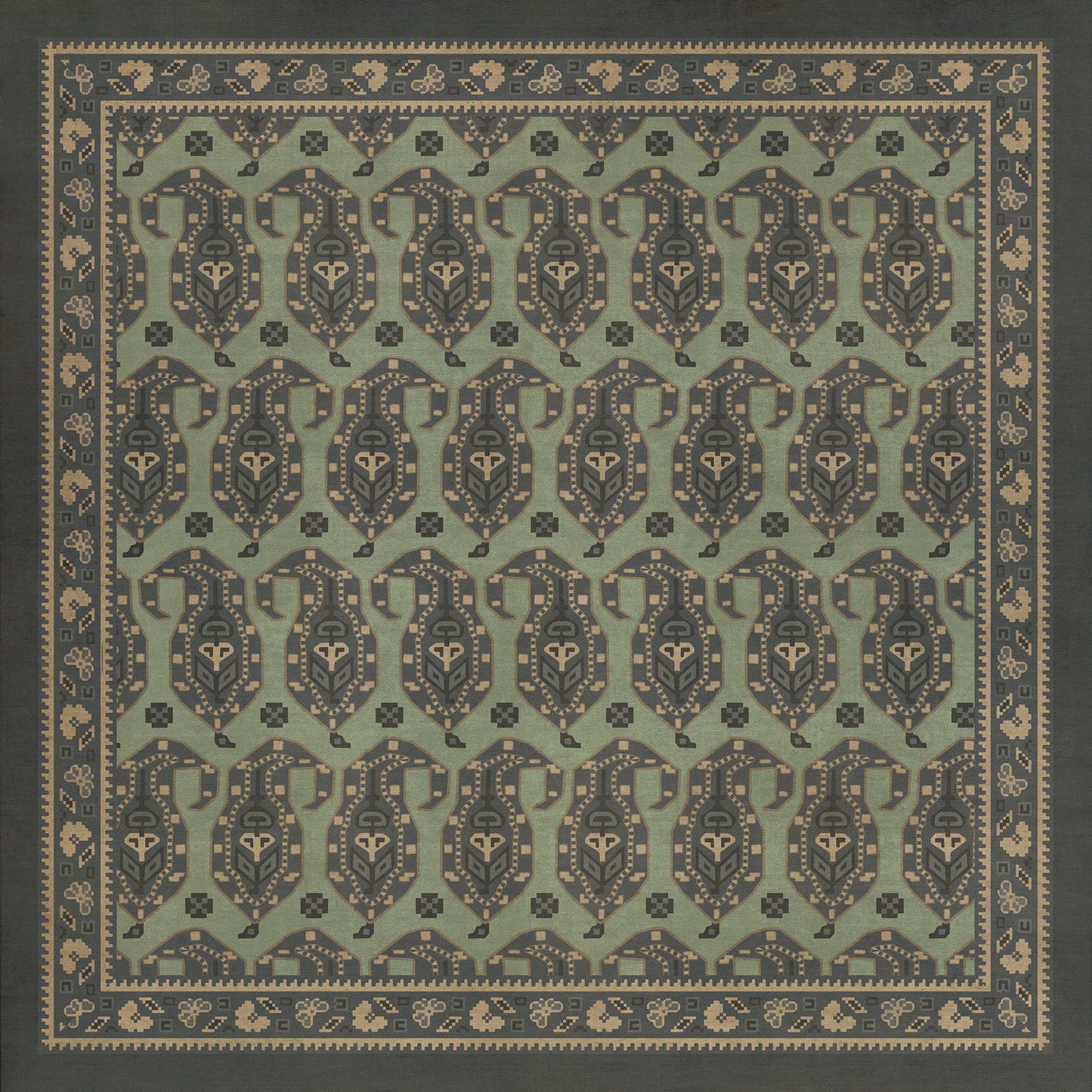 Persian Bazaar - Kintala - Dariav 36x36 Vintage Vinyl Floorcloth