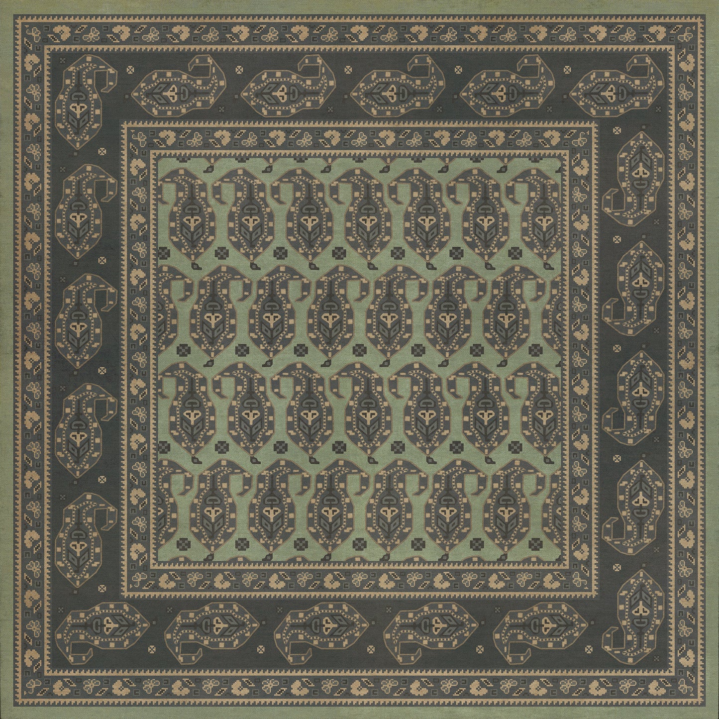 Persian Bazaar - Kintala - Dariav 48x48 Vintage Vinyl Floorcloth
