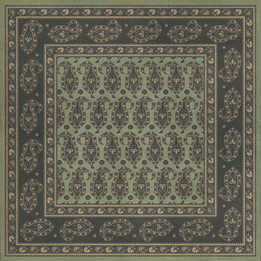 Persian Bazaar - Kintala - Dariav 48x48 Vintage Vinyl Floorcloth